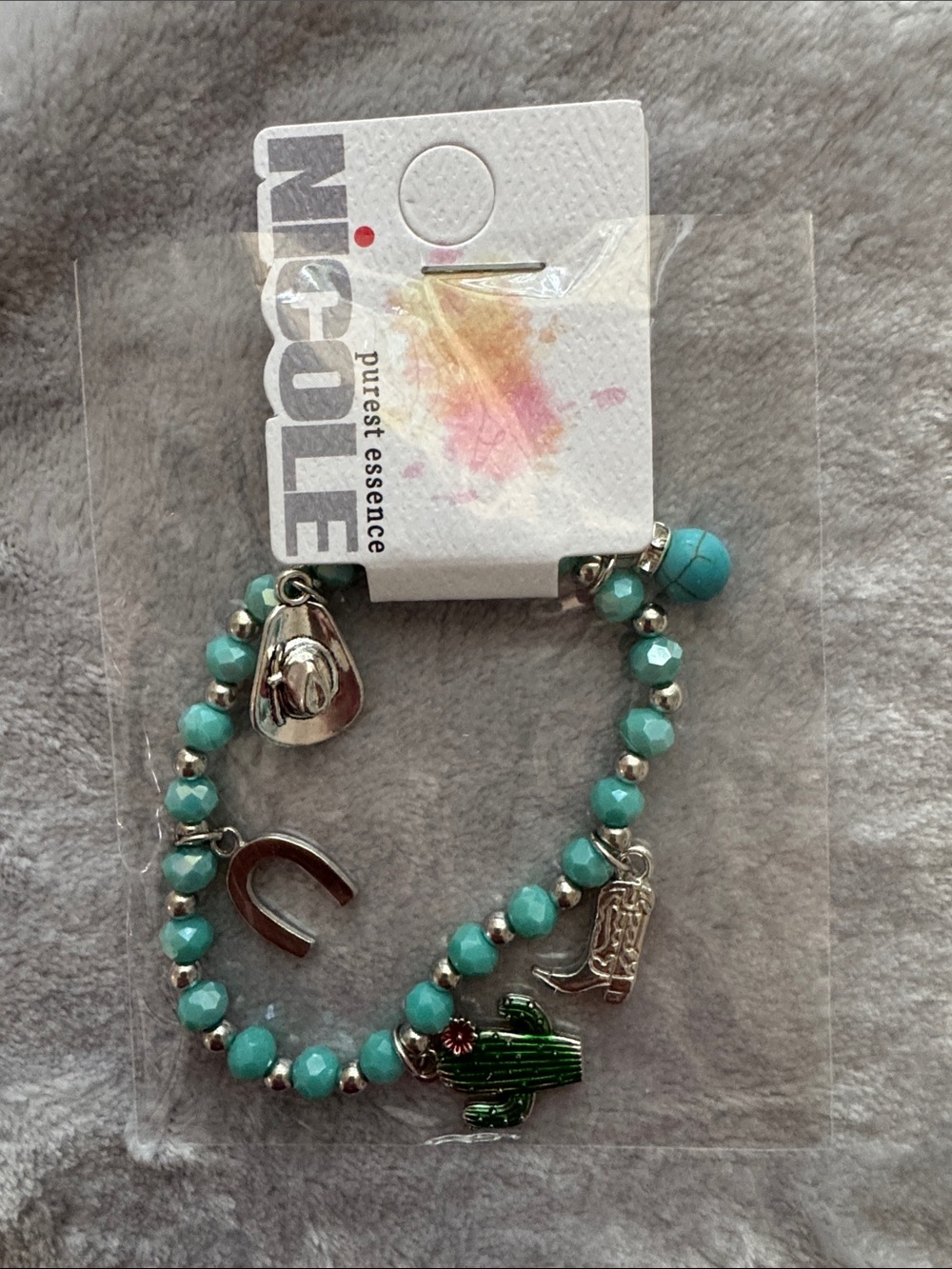 Nicole Turquoise Beaded Western Charm Bracelet